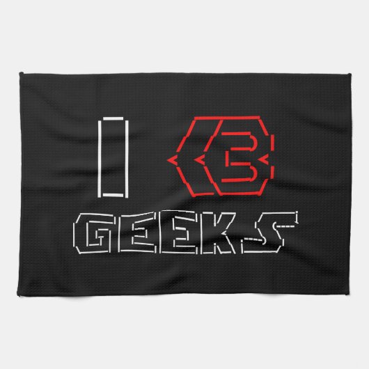 IハートギークASCIIアート キッチンタオル (横)