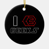 IハートギークASCIIアート セラミックオーナメント (正面)