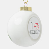 IハートギークASCIIアート セラミックボールオーナメント (左)