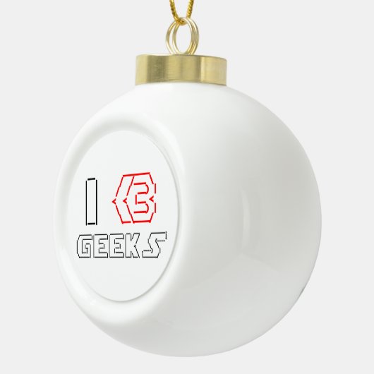 IハートギークASCIIアート セラミックボールオーナメント (右)