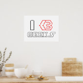 IハートギークASCIIアート ポスター (キッチン)