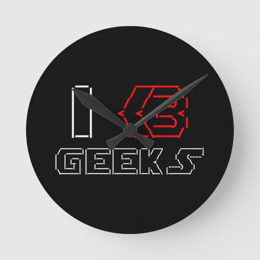 IハートギークASCIIアート ラウンド壁時計 (正面)