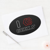 IハートギークASCIIアート 楕円形シール (封筒)