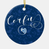 Iハートコルフ、ギリシャ国旗、ケルキラ セラミックオーナメント (正面)