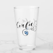 Iハートコルフ、ギリシャ国旗、ケルキラ タンブラーグラス (正面)