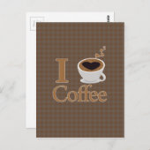 Iハートコーヒー&ブラウンギンガム ポストカード (正面/裏面)