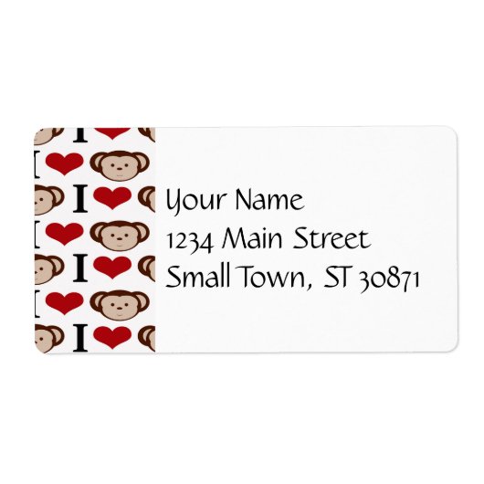 Iハートサル大好きモンキーヴァレンティーンギフト ラベル (正面)