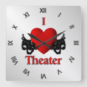 Iハートシアターローマ数字 スクエア壁時計 (正面)