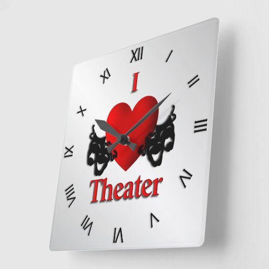 Iハートシアターローマ数字 スクエア壁時計 (傾斜)