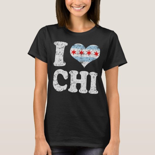 Iハートシカゴ国旗CHI Tシャツ (正面)