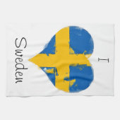 Iハートスウェーデン国旗 キッチンタオル (横)
