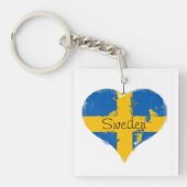Iハートスウェーデン国旗 キーホルダー (正面)