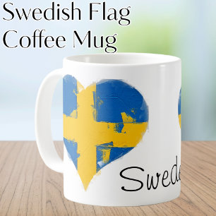 Iハートスウェーデン国旗 コーヒーマグカップ