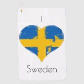 Iハートスウェーデン国旗 ゴルフタオル (正面)