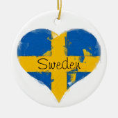 Iハートスウェーデン国旗 セラミックオーナメント (正面)
