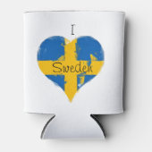 Iハートスウェーデン国旗 缶クーラー (正面)