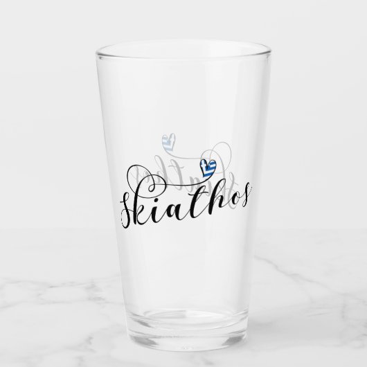 Iハートスキアチオス，ギリシャ国旗 タンブラーグラス (正面)