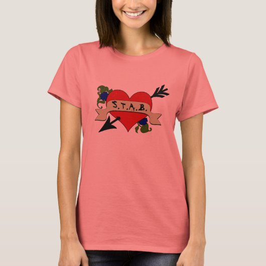 Iハートスタブレディースリンガー Tシャツ (正面)