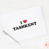 Iハートタシケントウズベキスタン 楕円形シール (封筒)