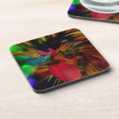 Iハートチキン、ポーランドルースター、ハート《写真》ぼけ味 コースター (左側)