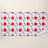 Iハートテニス – パターン ビーチタオル (正面)