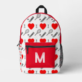 Iハートテニス – パターン プリントバックパック (正面)