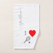 Iハートテニス – 名前を追加 バスタオルセット (ハンドタオル)