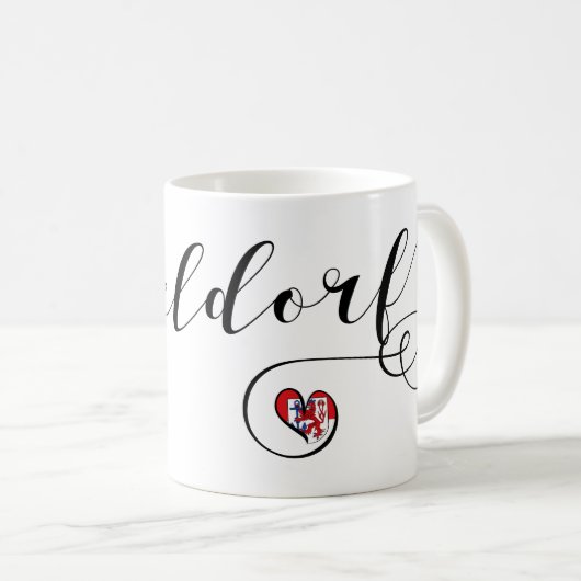 Iハートデュッセルドルフ、ドイツ国旗 コーヒーマグカップ (正面右)