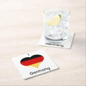 Iハートドイツ国旗 スクエアペーパーコースター (インサイチュ)