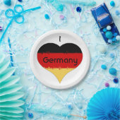 Iハートドイツ国旗 ペーパープレート (パーティー)