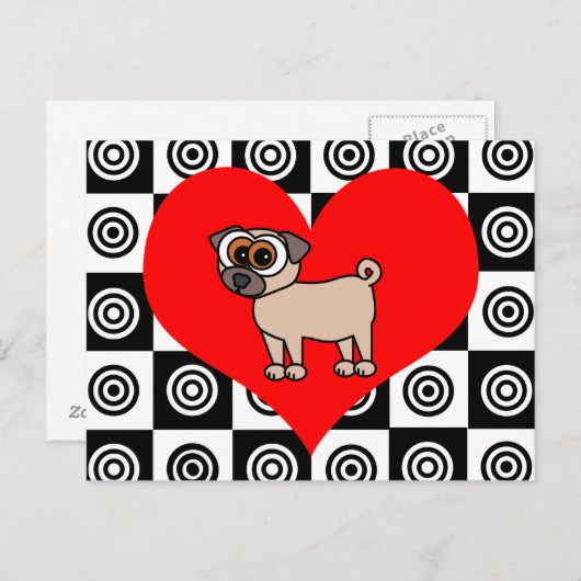 Iハートドッグ – 黒、赤、白のはがき ポストカード (正面/裏面)