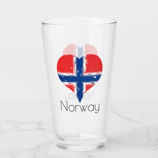 Iハートノルウェーグランジ国旗 タンブラーグラス (正面)