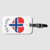 Iハートノルウェー伝統国旗 ラゲッジタグ (正面横)