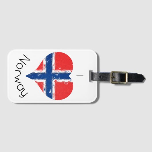 Iハートノルウェー伝統国旗 ラゲッジタグ (正面横)
