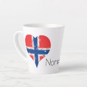 Iハートノルウェー動揺して絵を描ハート国旗 カフェラテマグ (左アングル)