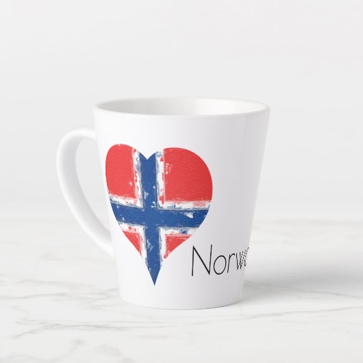 Iハートノルウェー動揺して絵を描ハート国旗 カフェラテマグ (左アングル)