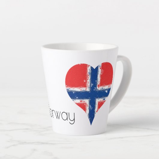 Iハートノルウェー動揺して絵を描ハート国旗 カフェラテマグ (右アングル)