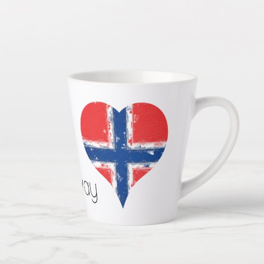 Iハートノルウェー動揺して絵を描ハート国旗 カフェラテマグ (右)