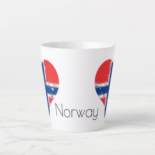 Iハートノルウェー動揺して絵を描ハート国旗 カフェラテマグ (正面)