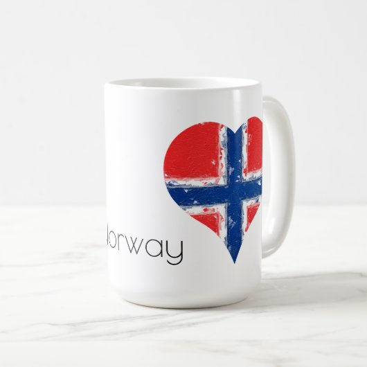 Iハートノルウェー国旗 コーヒーマグカップ (正面右)