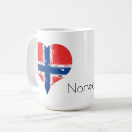 Iハートノルウェー国旗 コーヒーマグカップ