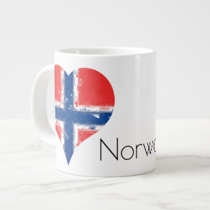 Iハートノルウェー国旗 ジャンボコーヒーマグカップ