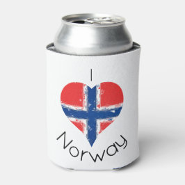 Iハートノルウェー国旗 缶クーラー