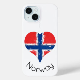 Iハートノルウェー国旗 iPhone 15ケース