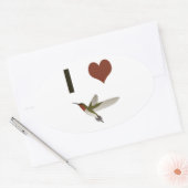 Iハートハミングバード 楕円形シール (封筒)