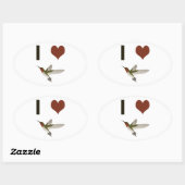 Iハートハミングバード 楕円形シール (シート)