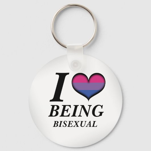 Iハートバイセクシャルデザインプライドフラグハート キーホルダー (正面)