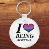 Iハートバイセクシャルデザインプライドフラグハート キーホルダー (正面)