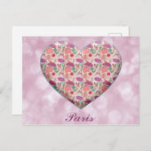 Iハートパリフランスエッフェルタワー葉書 ポストカード (正面/裏面)