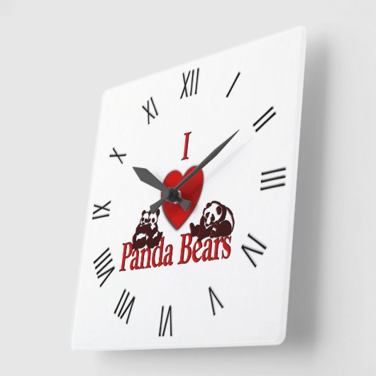 Iハートパンダベアズおもしろい スクエア壁時計 (傾斜)